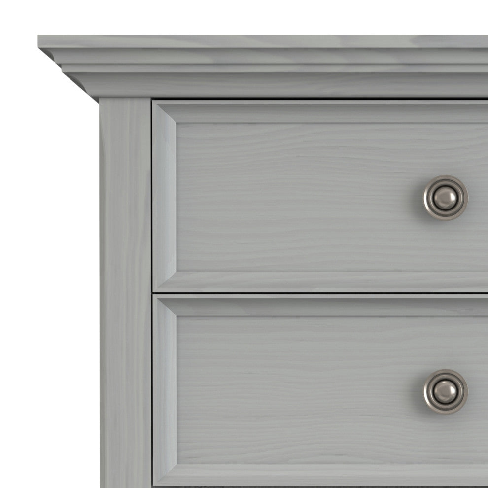 Amherst Solid Wood Bedside Table, Fog Grey