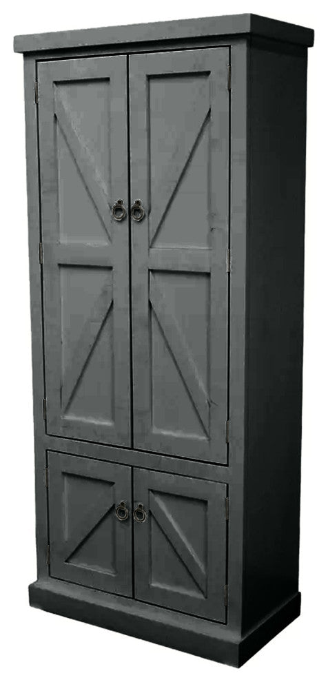 Rustic Extra Wide Kitchen Pantry Cabinet, Antique Black
