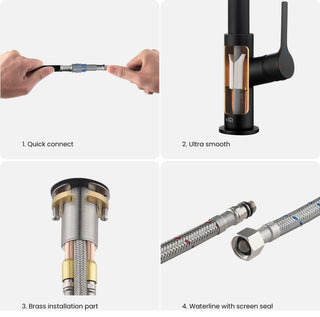 Fusion Single Handle Pull Down Kitchen & Bar Sink Faucet, Matte Black