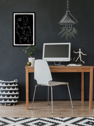 "Line Face Illusion" Framed Painting Print, 12x18