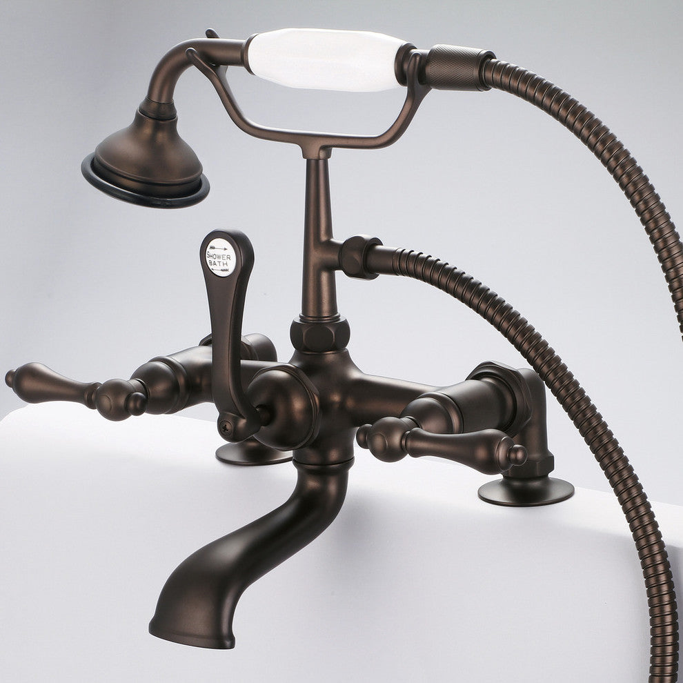 Vintage Classic Deck Mount Tub Faucet With Handshower, Oil Rubbed Bronze Finish