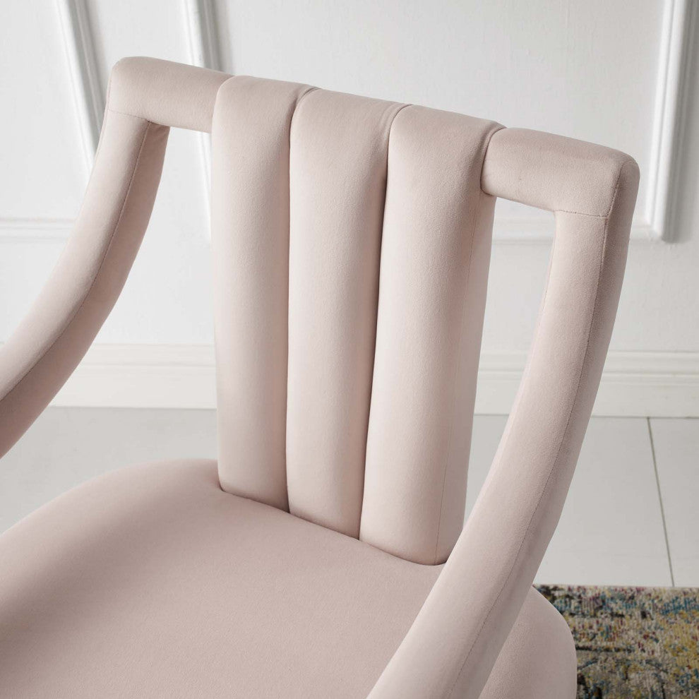 Modern Designer Lounge Lobby Accent Side Chair, Velvet Fabric Wood, Pink