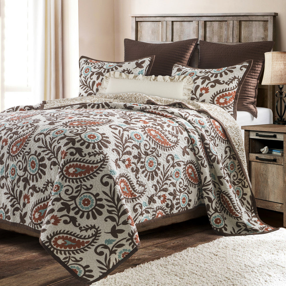 Rebecca Paisley Reversible Quilt Set, 3 Piece, King