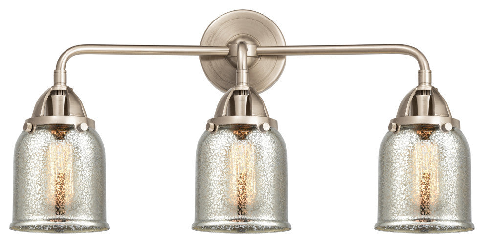 Small Bell Bath Vanity Light, Brushed Satin Nickel, Silver Plated Mercury