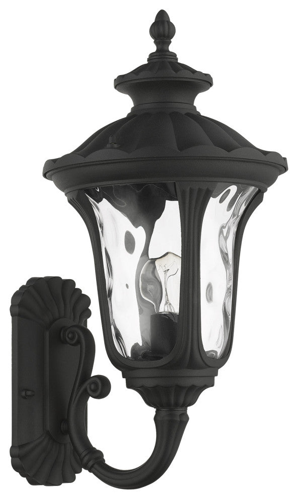 Textured Black Traditional, Victorian, Sculptural, Outdoor Wall Lantern
