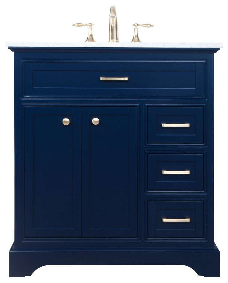Amber Single Bathroom Vanity, Blue, Blue, 32"