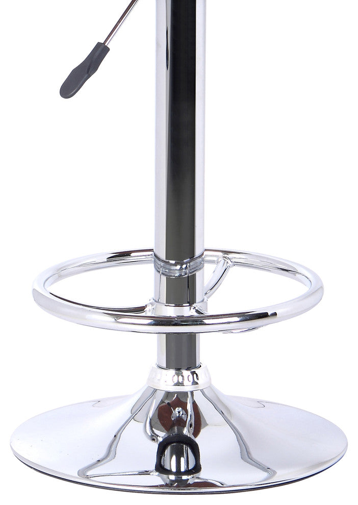 Miles Barstool, Chrome Finish With Walnut wood and Black Faux Leather