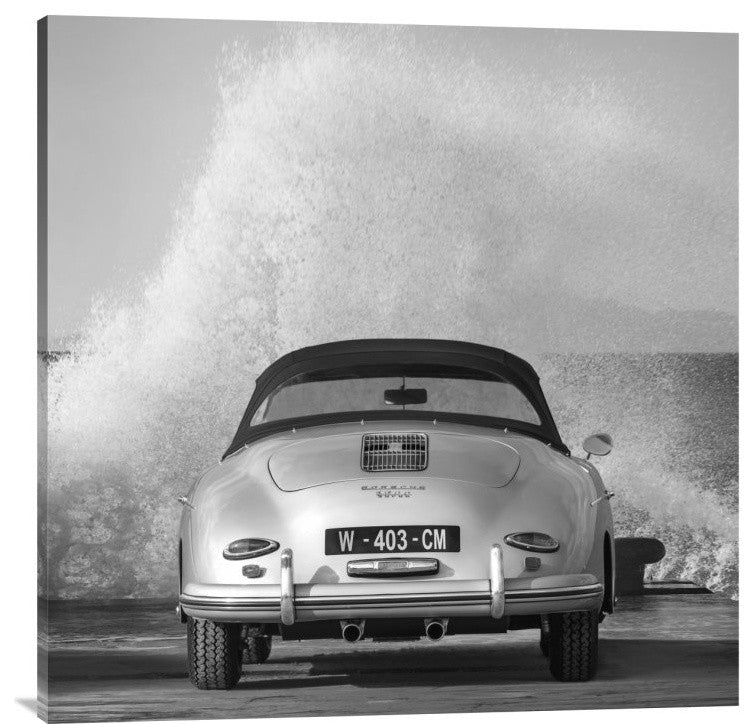 Ocean Waves Breaking on Vintage Beauties  (BW detail 2), 36"x36"