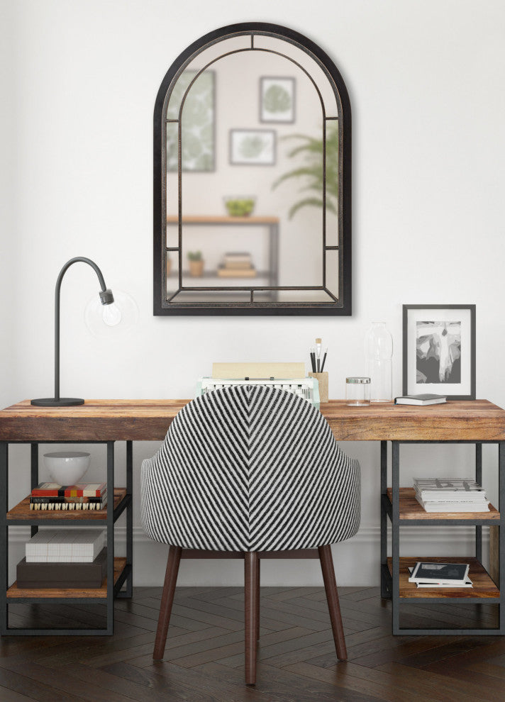 Audubon Framed Arch Mirror, Black 24x36