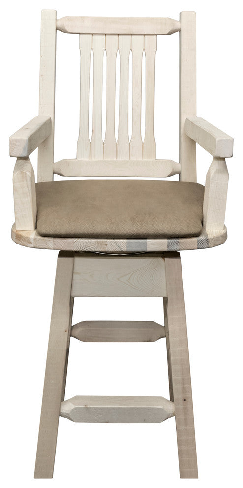 Homestead Swivel Captain's Barstool, Buckskin Upholstery, Ready to Finish