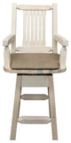 Homestead Swivel Captain's Barstool, Buckskin Upholstery, Ready to Finish