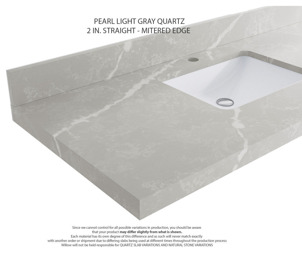 Boston 36" Right Offset Bath Vanity in Alabaster 2" Pearl Gray