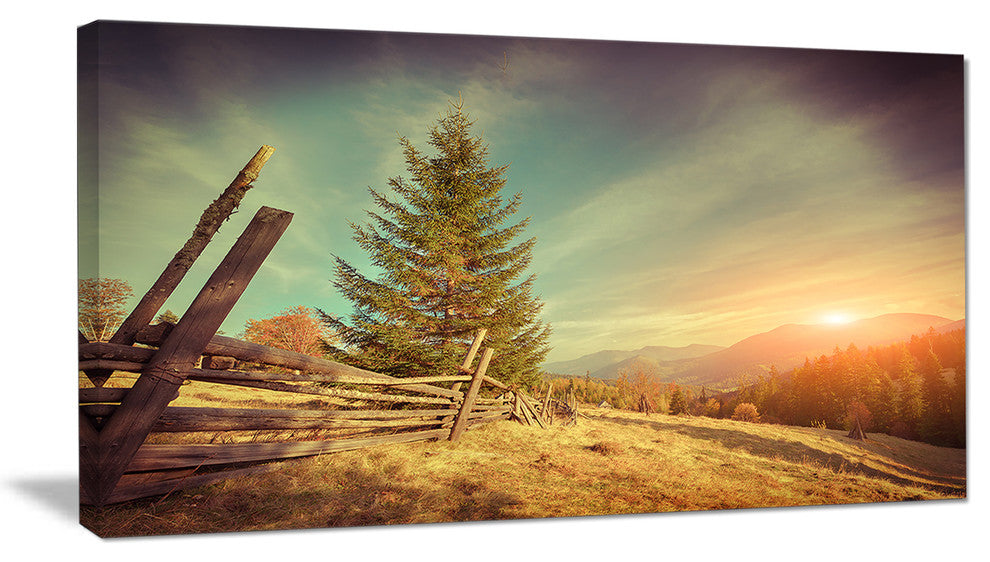 "Retro Style Autumn in Mountains" Landscape Photo Wall Art, 32"x16"
