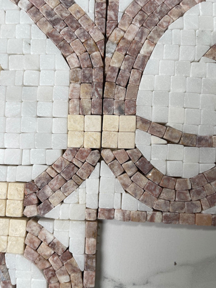 Marble Mosaic Border Listello Tile Dandelion Rojo 6.9x21.7 Tumbled, 1 piece