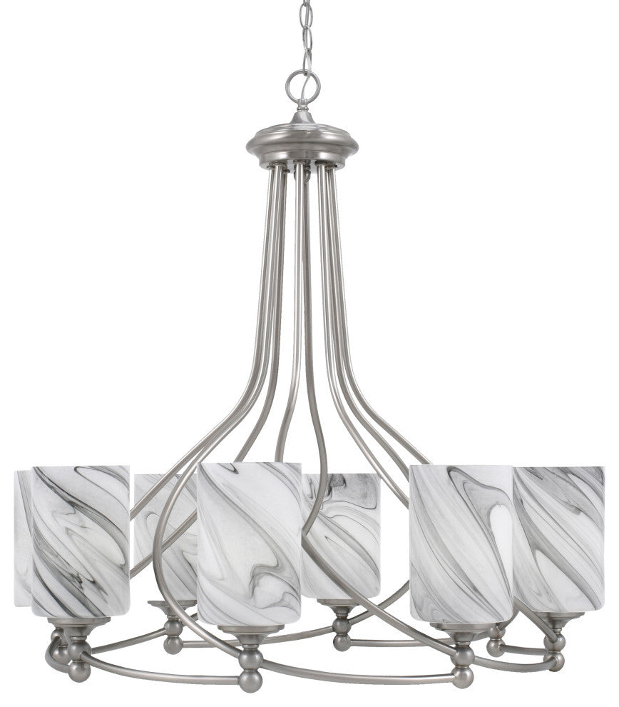 Capri 8-Light Chandelier, Brushed Nickel/Onyx Swirl