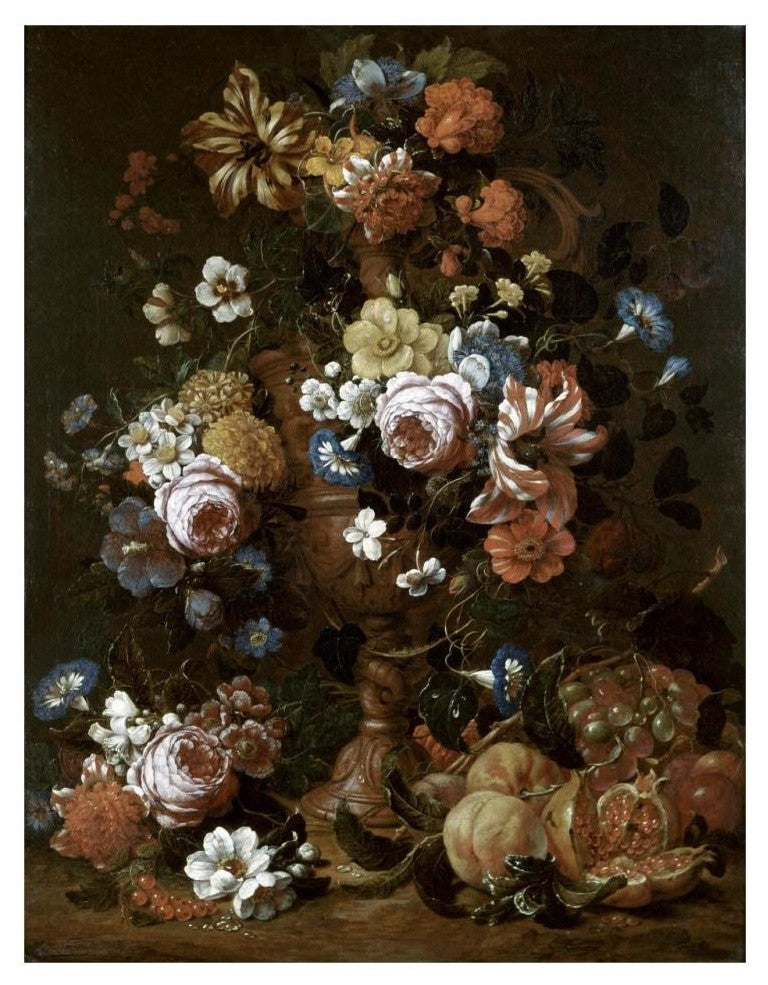 "Roses, Carnations & Other Flower In An Urn" Paper Art, 25"x32"