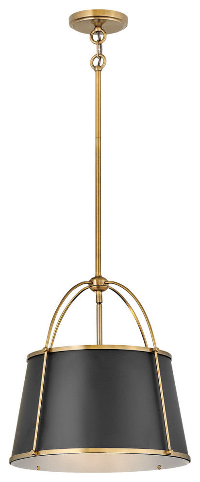 Hinkley Clarke 16.25" Large Pendant Light, Black + Warm Brass