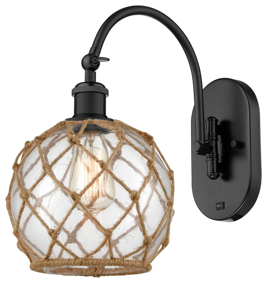 Innovations 518-1W-BK-G122-8RB 1-Light Sconce, Matte Black