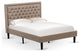 Platform Full Size Bed Dark Khaki Upholestered Bed Headboard,Black Legs