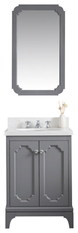 24" Wide Cashmere Gray Single Sink Quartz Carrara Bathroom Vanity