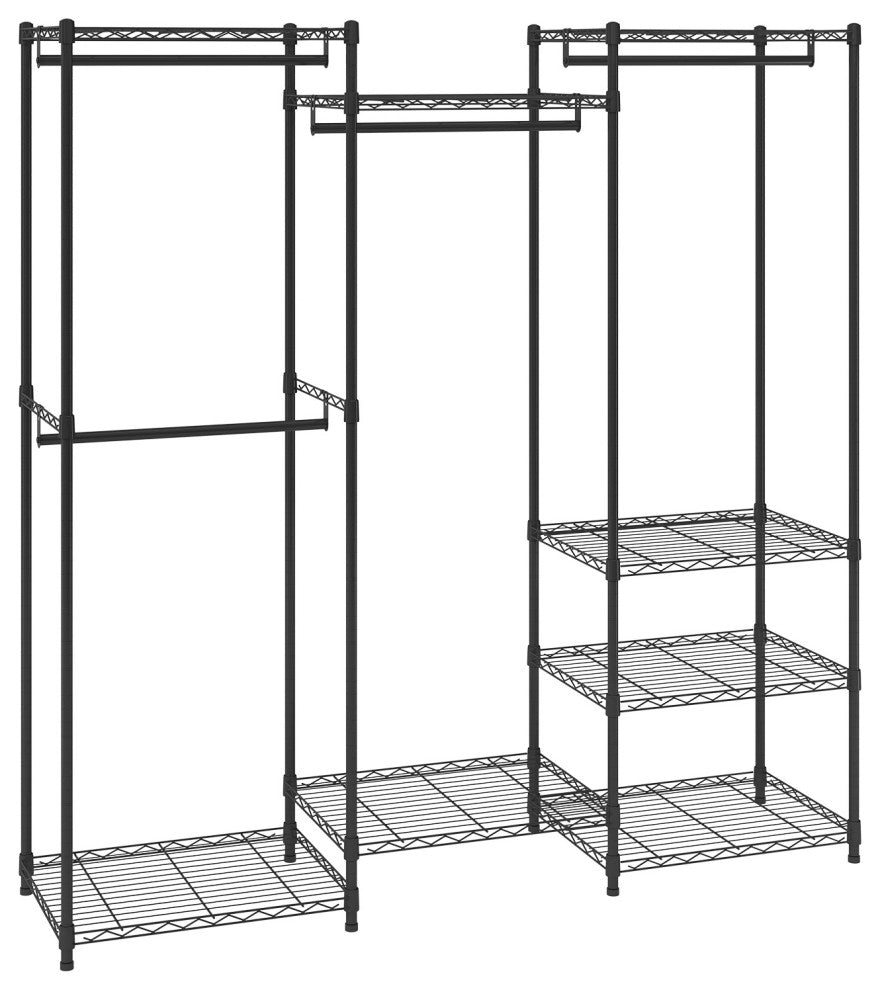 VEVOR Clothes Rack Rolling Clothing Garment Rack 4 Hang Rods & 8 Storage Tiers