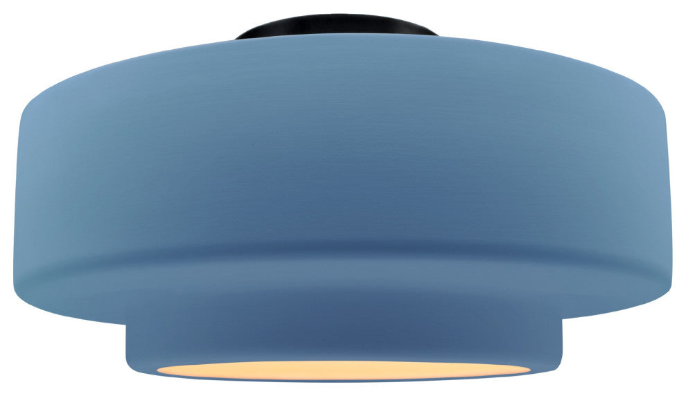 Radiance Large Tier Semi-Flush, Sky Blue Frame, Matte Black Metal, Standard