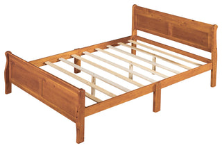 Gewnee Full Size Wood Platform Bed with Headboard in Oak