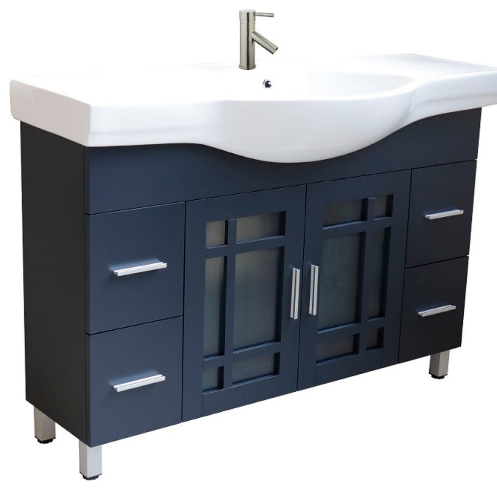 48" Single Sink Vanity Wood Dark Gray With Mirror