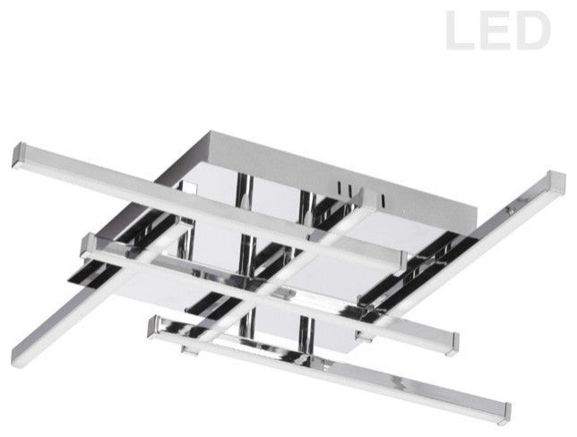 6 Light LED Flush Mount, Polished Chrome