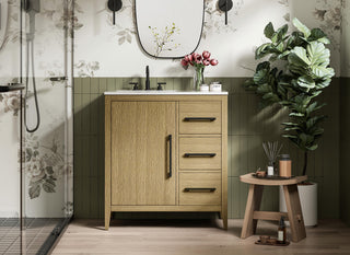 Home Living 32" Single Bathroom Vanity, Honey Brown