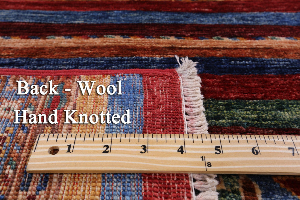 4' 2" X 6' 0" Hand-Knotted Super Kazak Khorjin Wool Rug Q5232