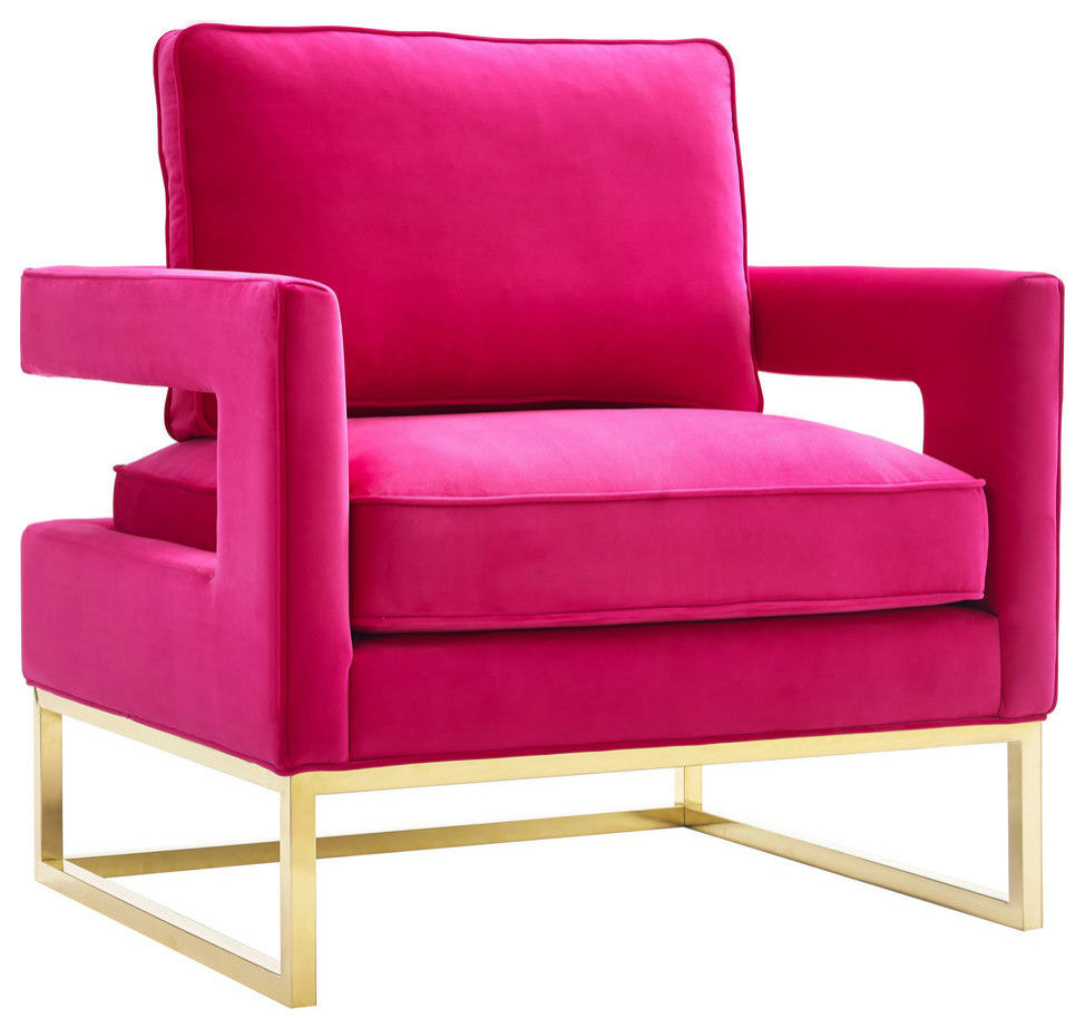 TOV Furniture Avery Pink Velvet Chair With Polished Gold Base