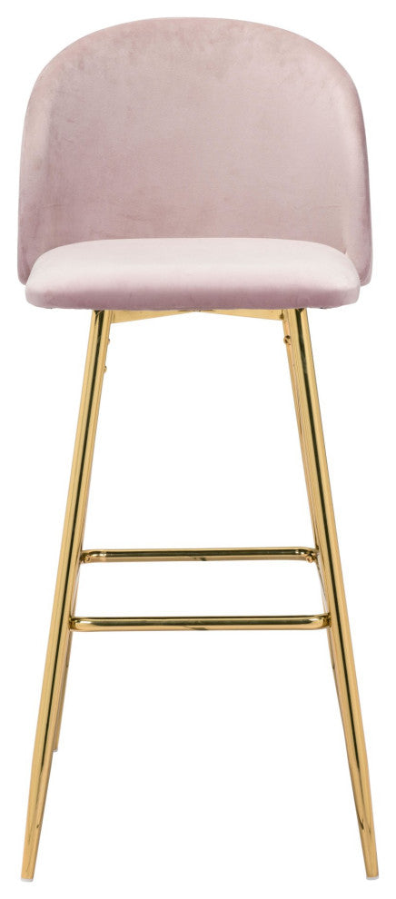 Bar Stool Chair Barstool, Steel Metal, Fabric, Pink, Gold, Kitchen Cafe Bistro