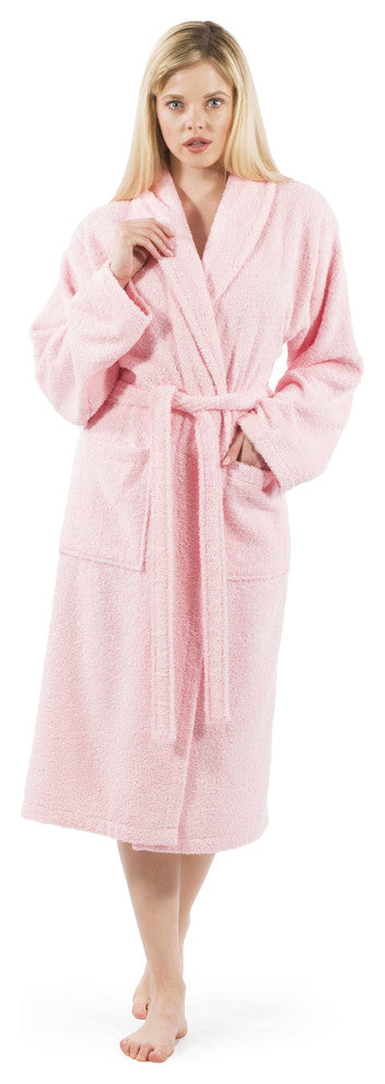 Unisex Terry Cloth Bathrobe, Pink, Large/Extra Large