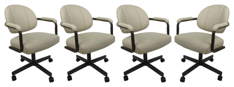 Set of 4, M-70 Swivel Tilt Dining Caster Chairs, Ocean Beige Vinyl on Coffee Chairs