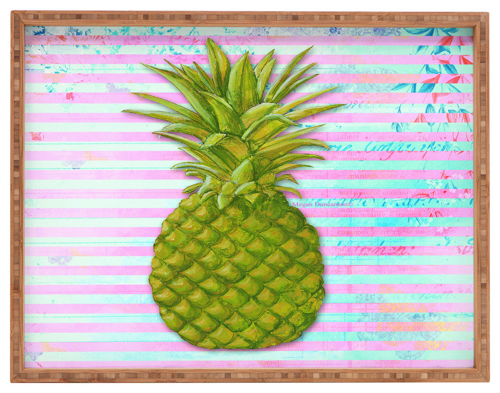 Deny Designs Madart Inc Striped Pineapple Rectangular Tray