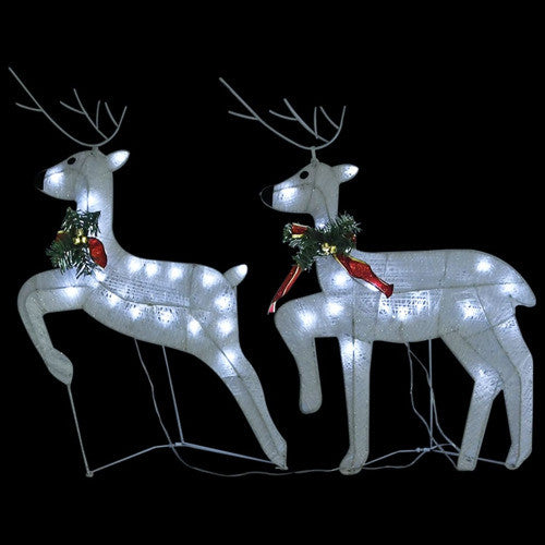 vidaXL Christmas Reindeers 2 Pcs Christmas Lighting Display with 40 LEDs White