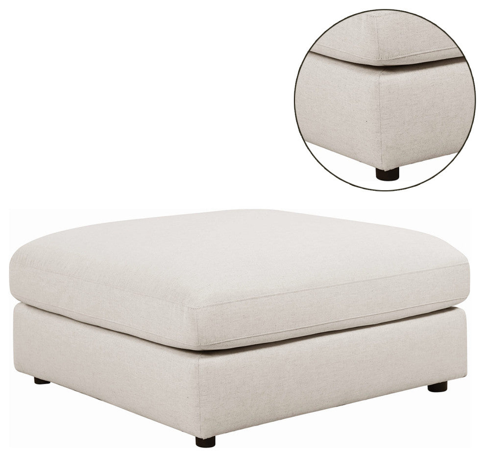Upholstered Rectangular Ottoman, Beige