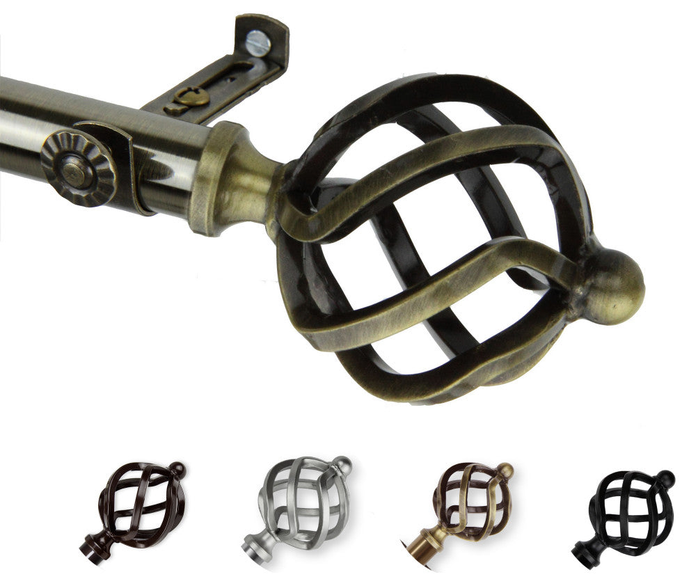 Twist Curtain Rod, Antique Brass, 48-84"