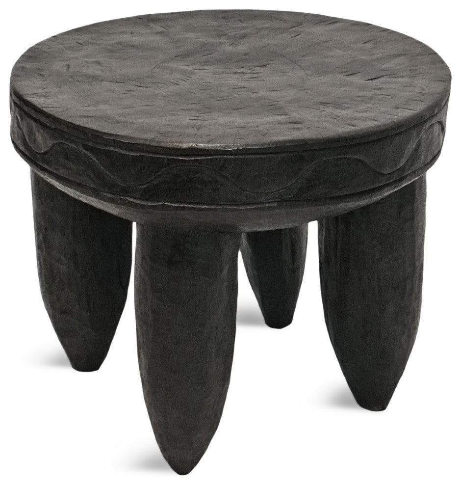Consigned Ebony Wood Stool Side Table 1