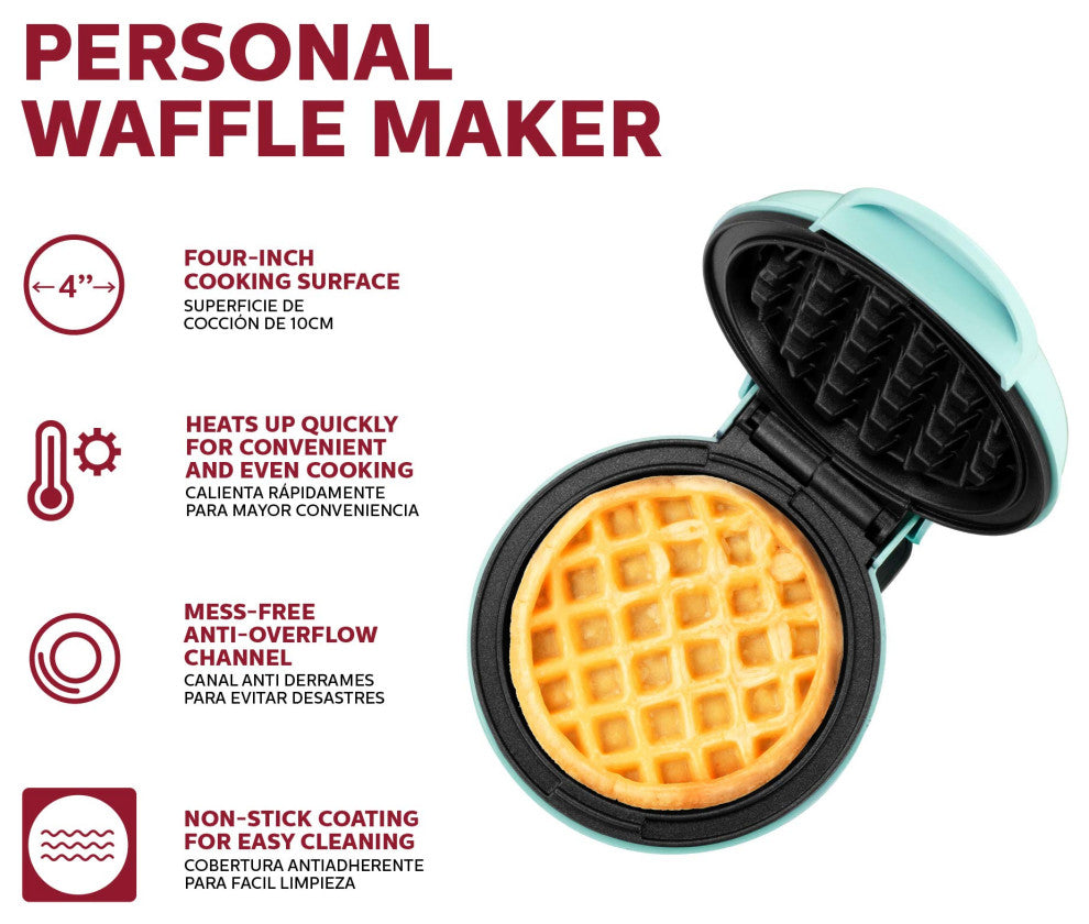 Personal Non-Stick Waffle Maker, Black - 4-inch Waffles in Minutes., Mint