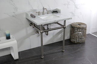 Kingston Brass LMS3030MBSQ8 30" Carrara Marble Console Sink, Legs