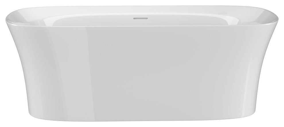 Oval Freestanding Acrylic Soaking Bathtub, Glossy White, 62"x30"