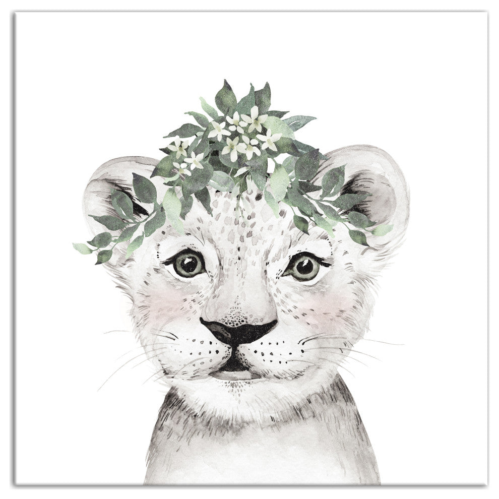 Soft Sage Cub 20"x20" Canvas Wall Art