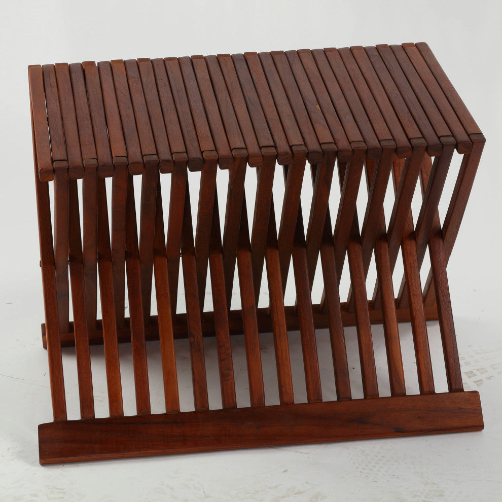 Felipa Folding Teak Accent Stool, 23"