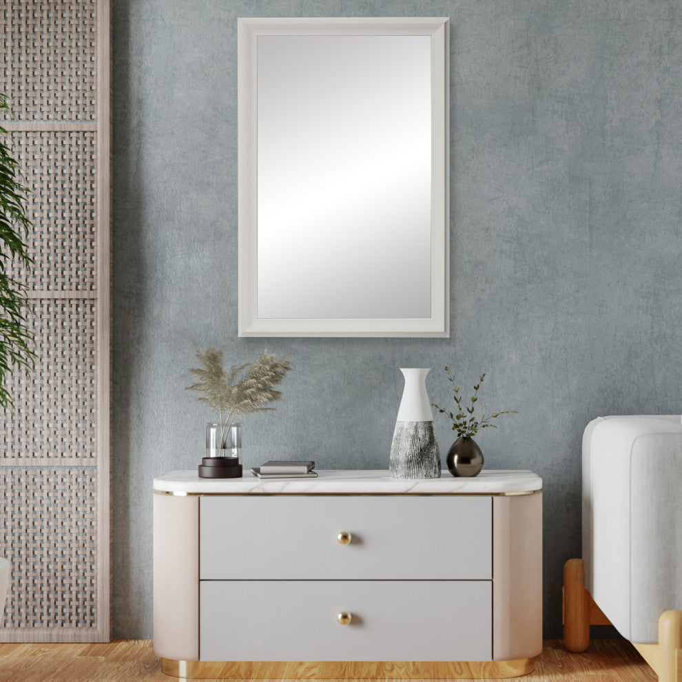 Woodford Framed Wall Mirror, White, 28" X 54"