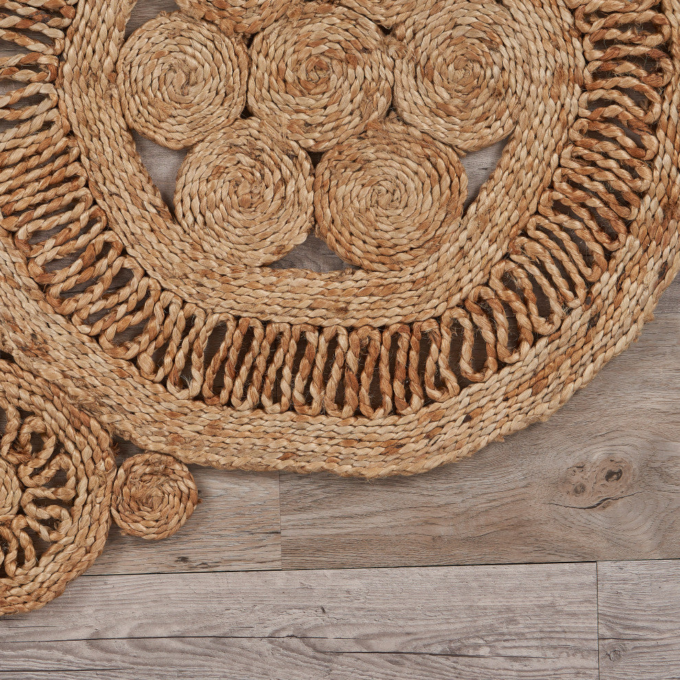 Floral Fantasy Organic Jute Area Rug, 6' Round
