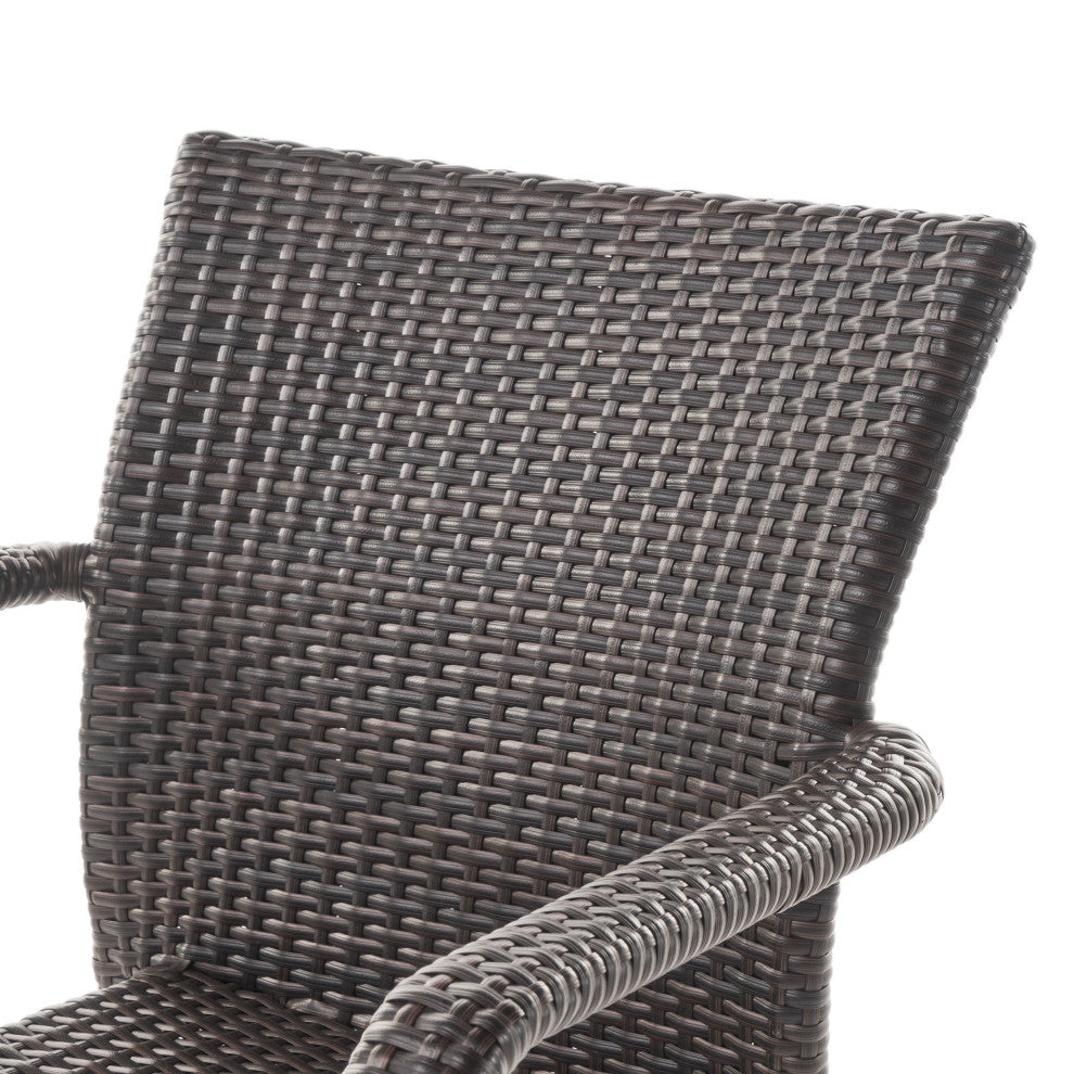 GDF Studio Dylan Outdoor Wicker Armed Aluminum Framed Stack Chairs, Set of 2, Mu