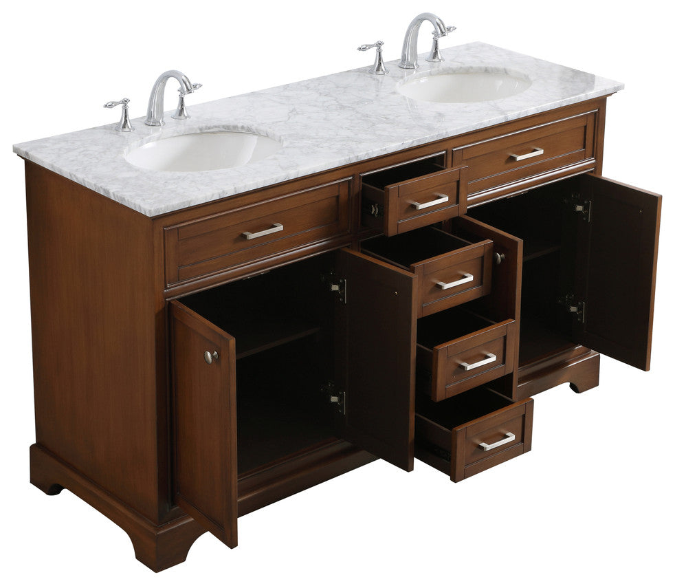 Home Living 60" Double Bathroom Vanity Set, Teak