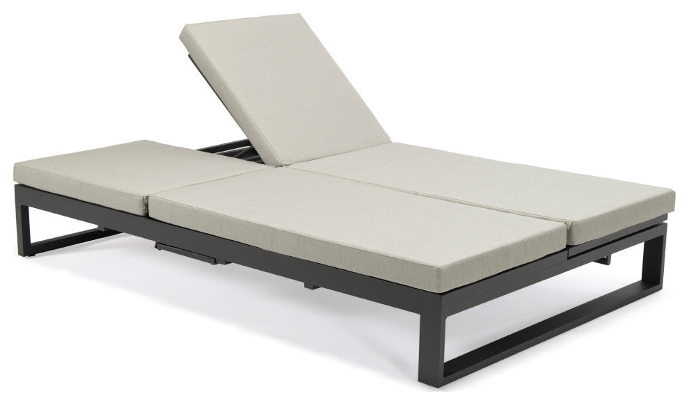 LeisureMod Chelsea Convertible 2-in-1 Sofa and Double Chaise Lounge, Beige